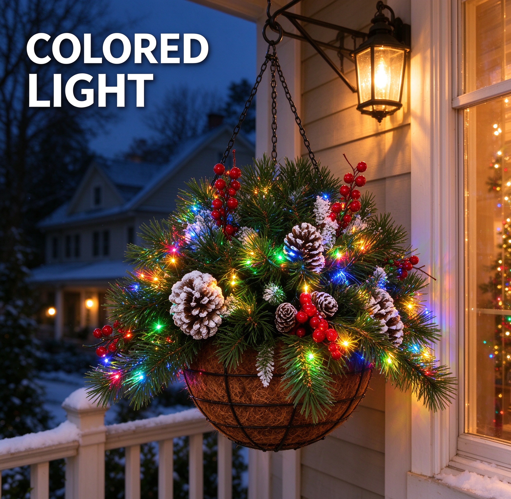 🎄Christmas Hot Sale🔥Pre-Lit Artificial Christmas Hanging Basket