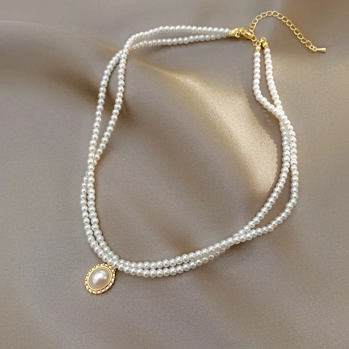 【45% OFF】PEARL NECKLACE - DOUBLE LAYER
