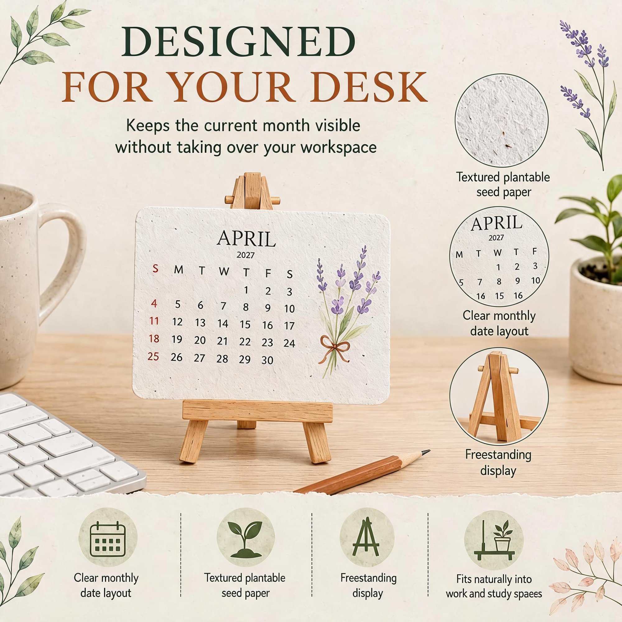 đąEco-Friendly Plantable "Timeless" Seed Calendar 2027 ⨠Planâ˘Plantâ˘Growâ˘Enjoy