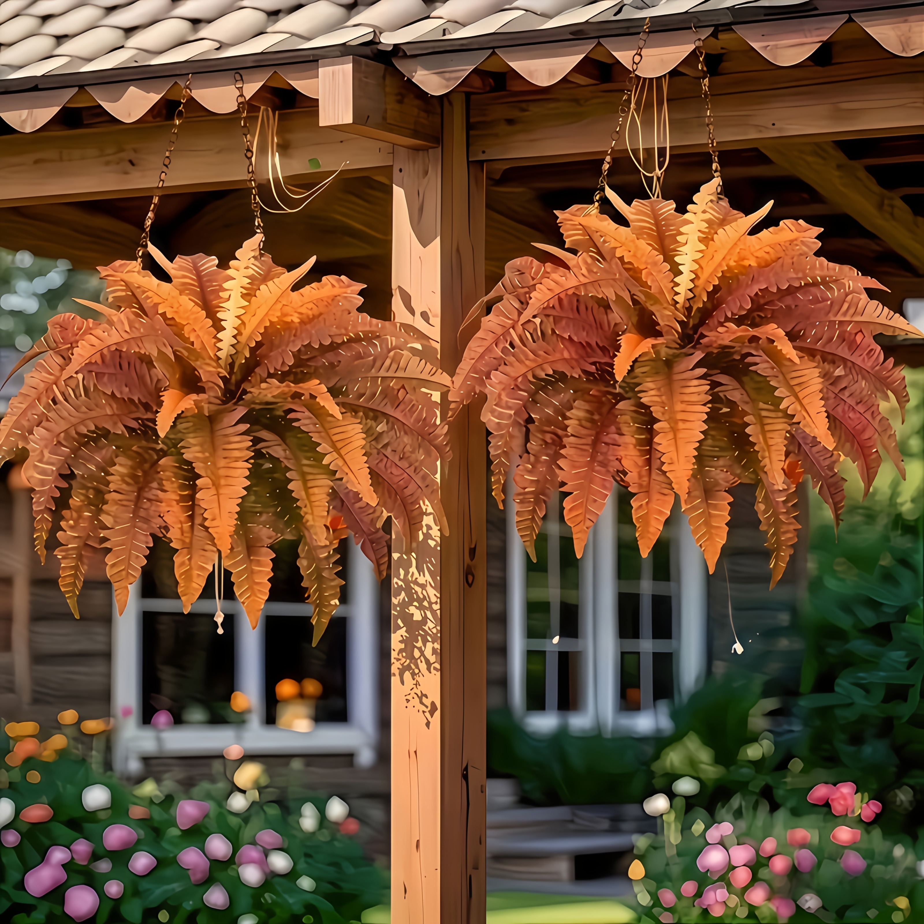 🍂 Lifelike UV-Resistant Artificial Boston Fern – Autumn Collection🍁
