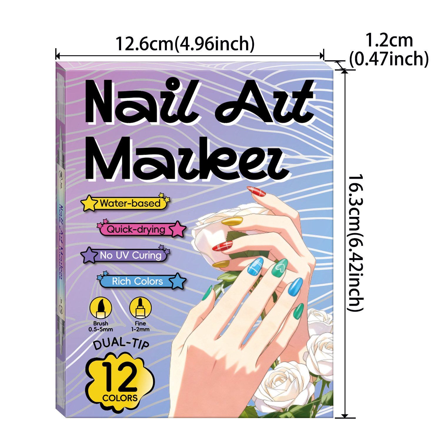 12/24 Colors Nail Art Pens – DIY 3D Markers for Drawing, Dotting & Manicure⭐