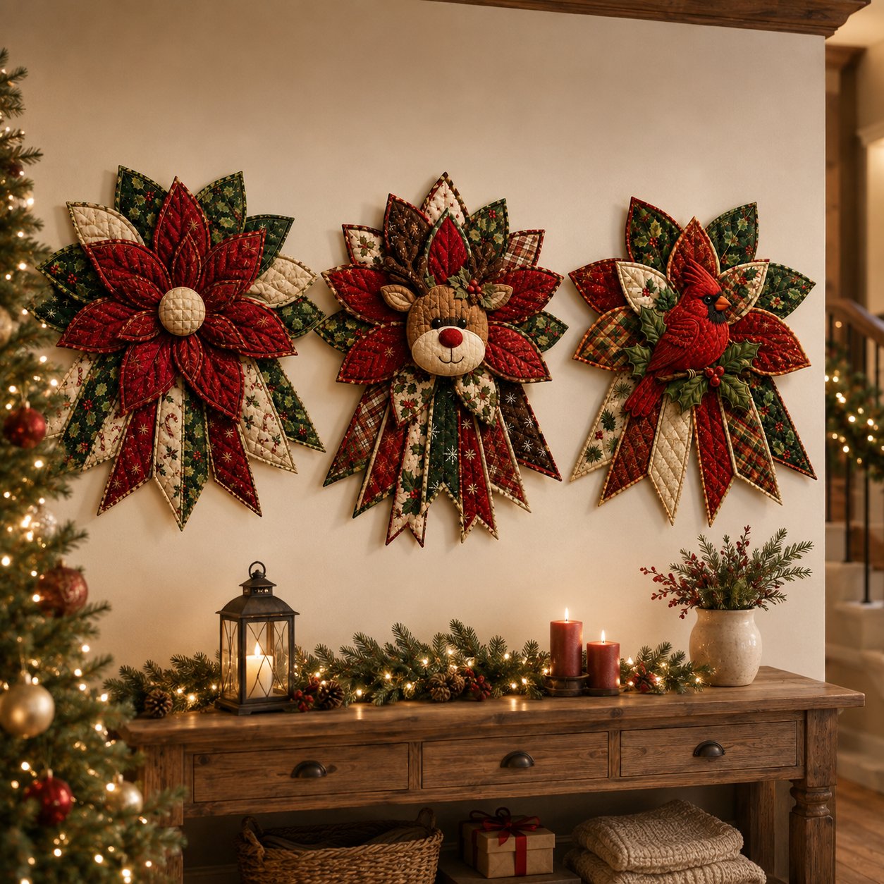🔥Holiday Celebration 50% OFF 🎄 – Festive Quilted Christmas Door Hanging DIY Sewing Kit
