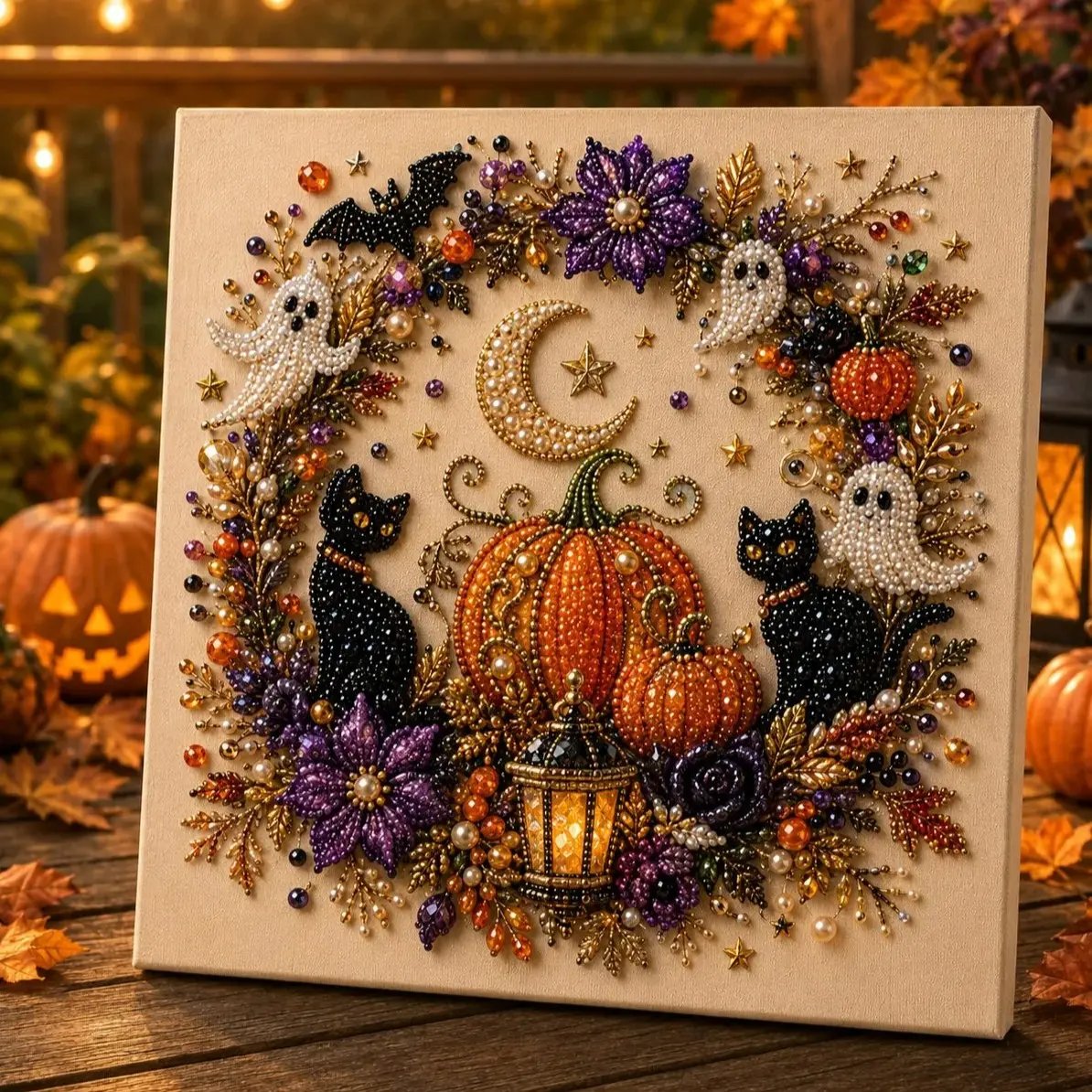 💥 Last Day 49% OFF – 👻✨ Halloween Pearl Art DIY Kit – Turn Tiny Pearls into Spooky-Cute Magic