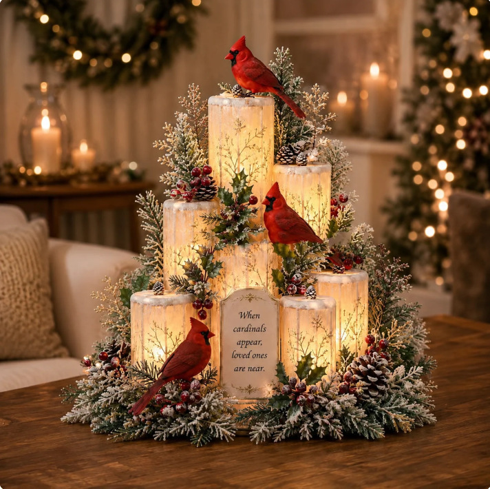 🌲Christmas Lighted Centerpiece with Flameless Candle Glow