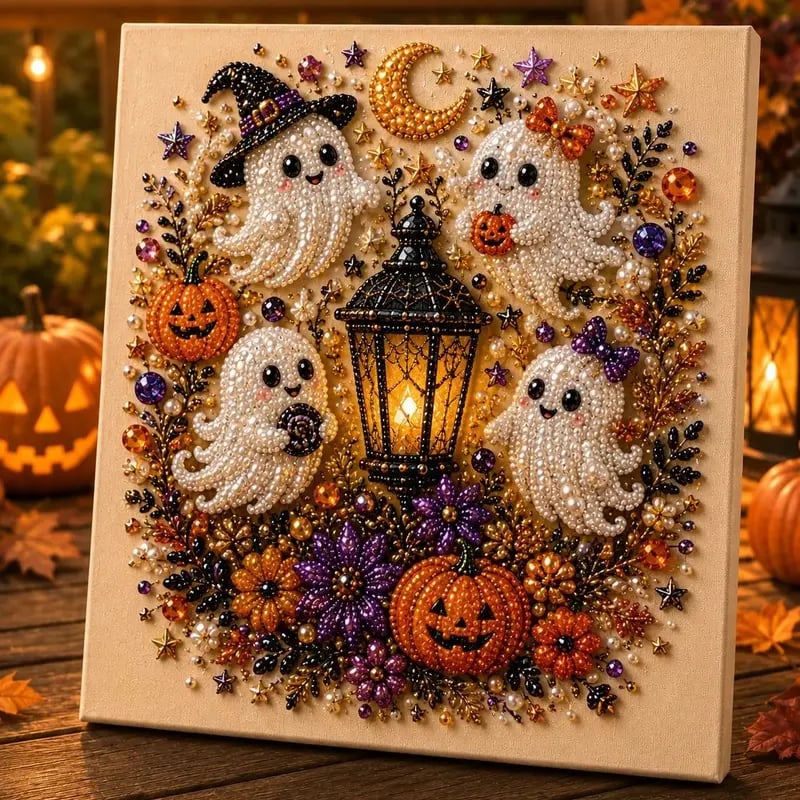 💥 Last Day 49% OFF – 👻✨ Halloween Pearl Art DIY Kit – Turn Tiny Pearls into Spooky-Cute Magic