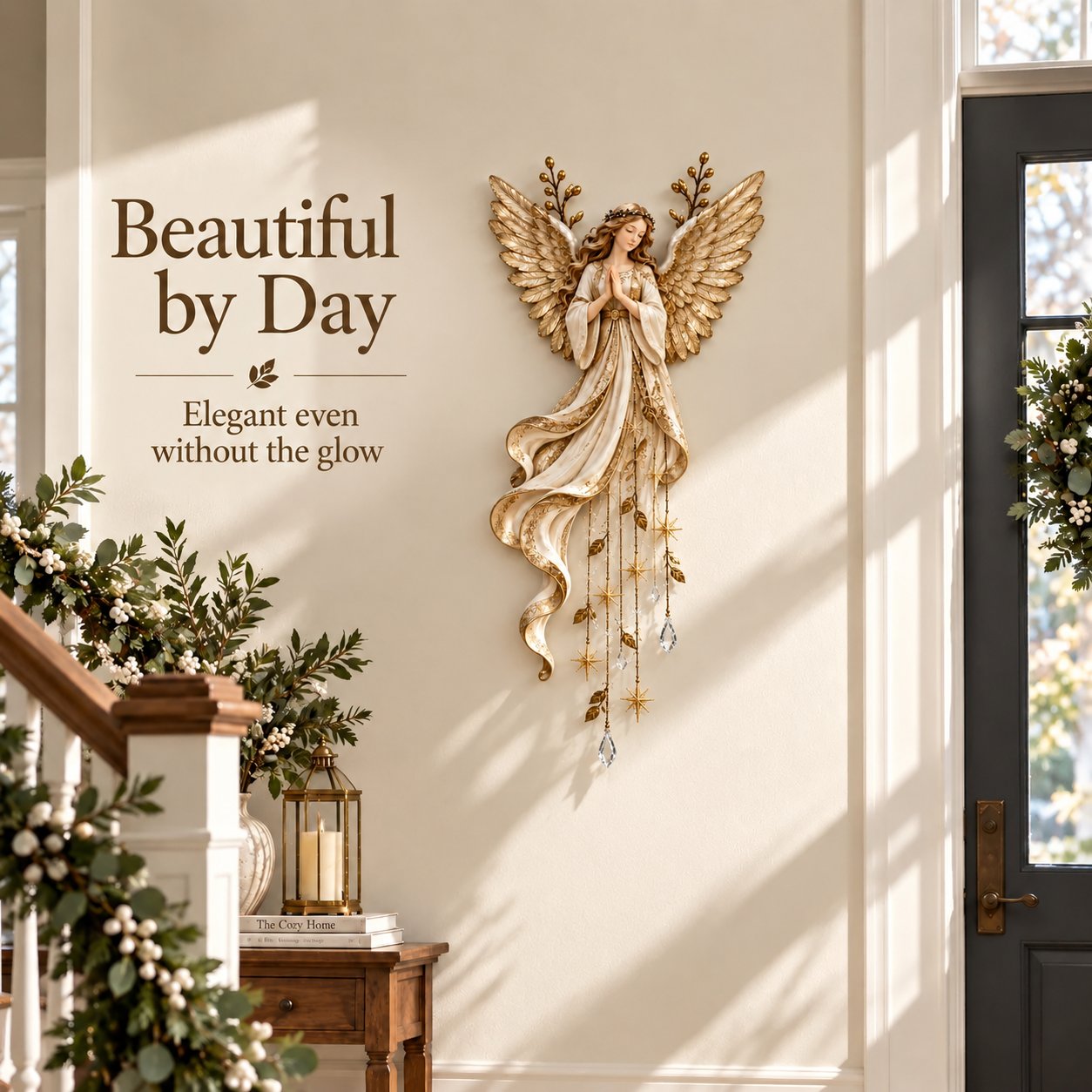 ✨Last Day 49% OFF✨Guardian Angel Starfall CascadeTM – Lighted Faith & Blessing Christmas Wall Decor✨