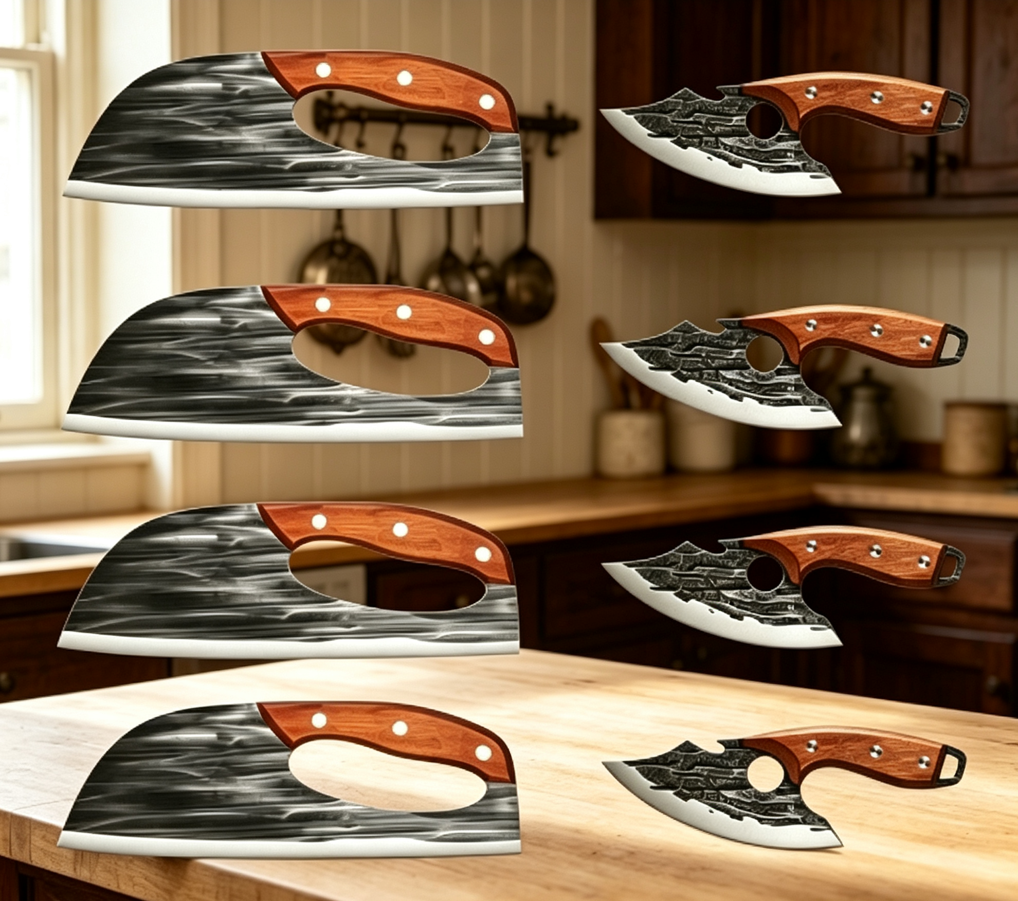 Hand-Forged Kitchen Knife Set