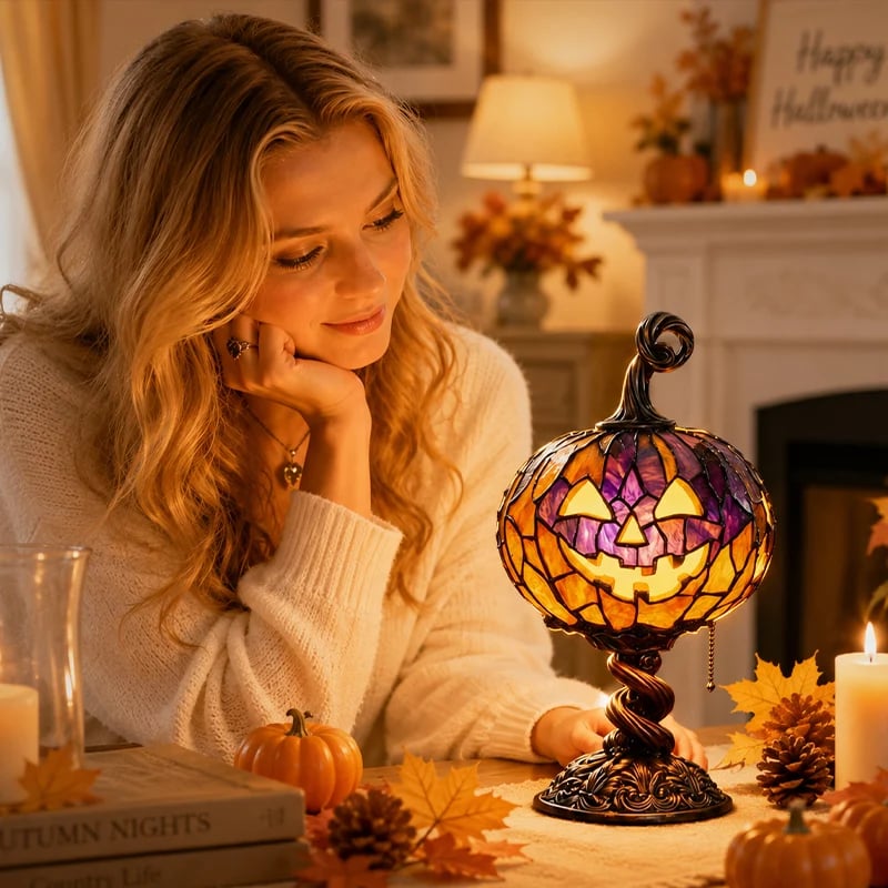 Tall Pumpkin Lamp Lighting Effect