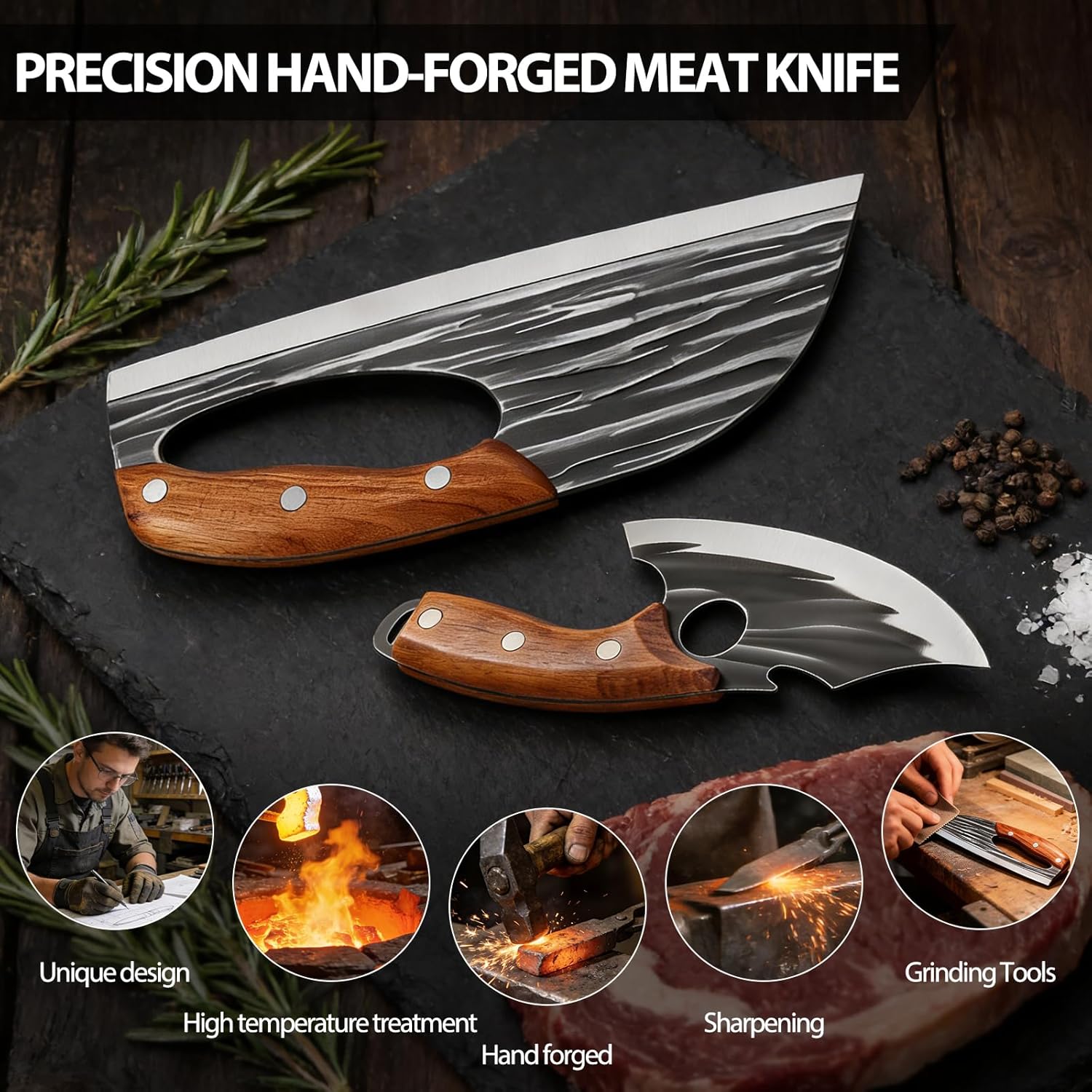 Hand-Forged Kitchen Knife Set