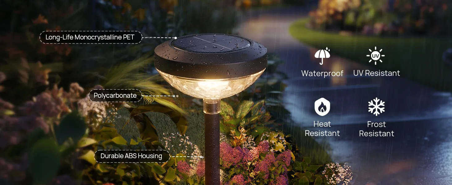 SP6 Smart Solar Pathway Lights – Color-Changing, Warm & Cool White Options, Auto Solar Charging – Perfect for Garden, Yard & Seasonal Decor