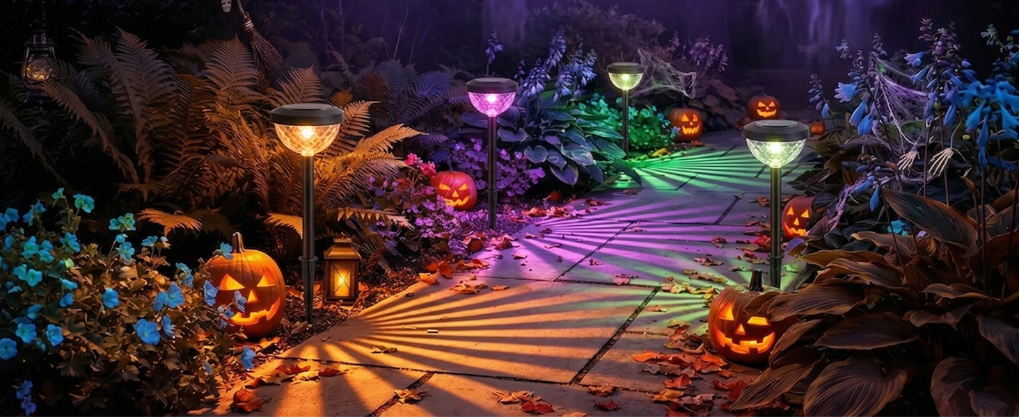 SP6 Smart Solar Pathway Lights – Color-Changing, Warm & Cool White Options, Auto Solar Charging – Perfect for Garden, Yard & Seasonal Decor