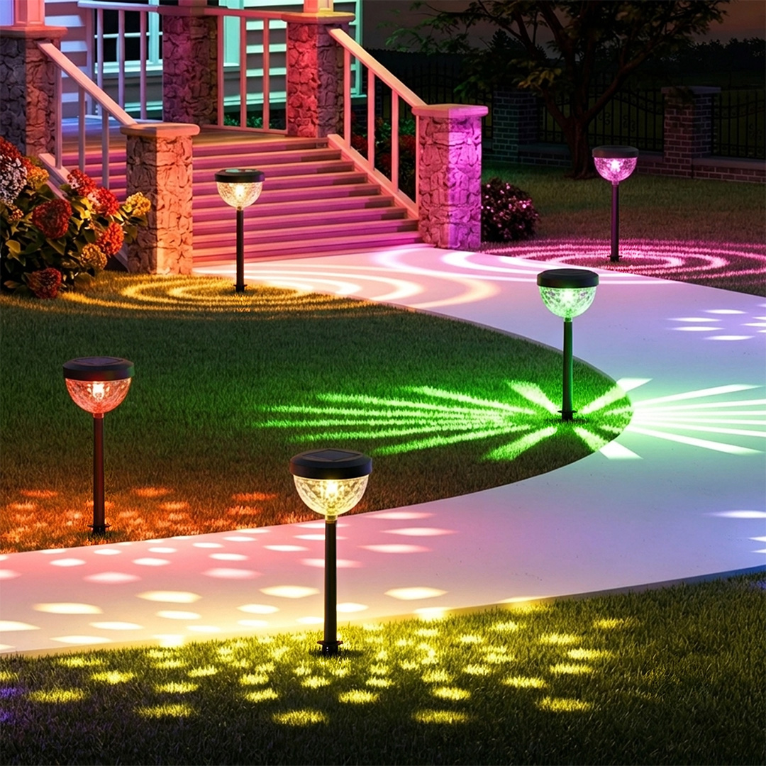 SP6 Smart Solar Pathway Lights – Color-Changing, Warm & Cool White Options, Auto Solar Charging – Perfect for Garden, Yard & Seasonal Decor