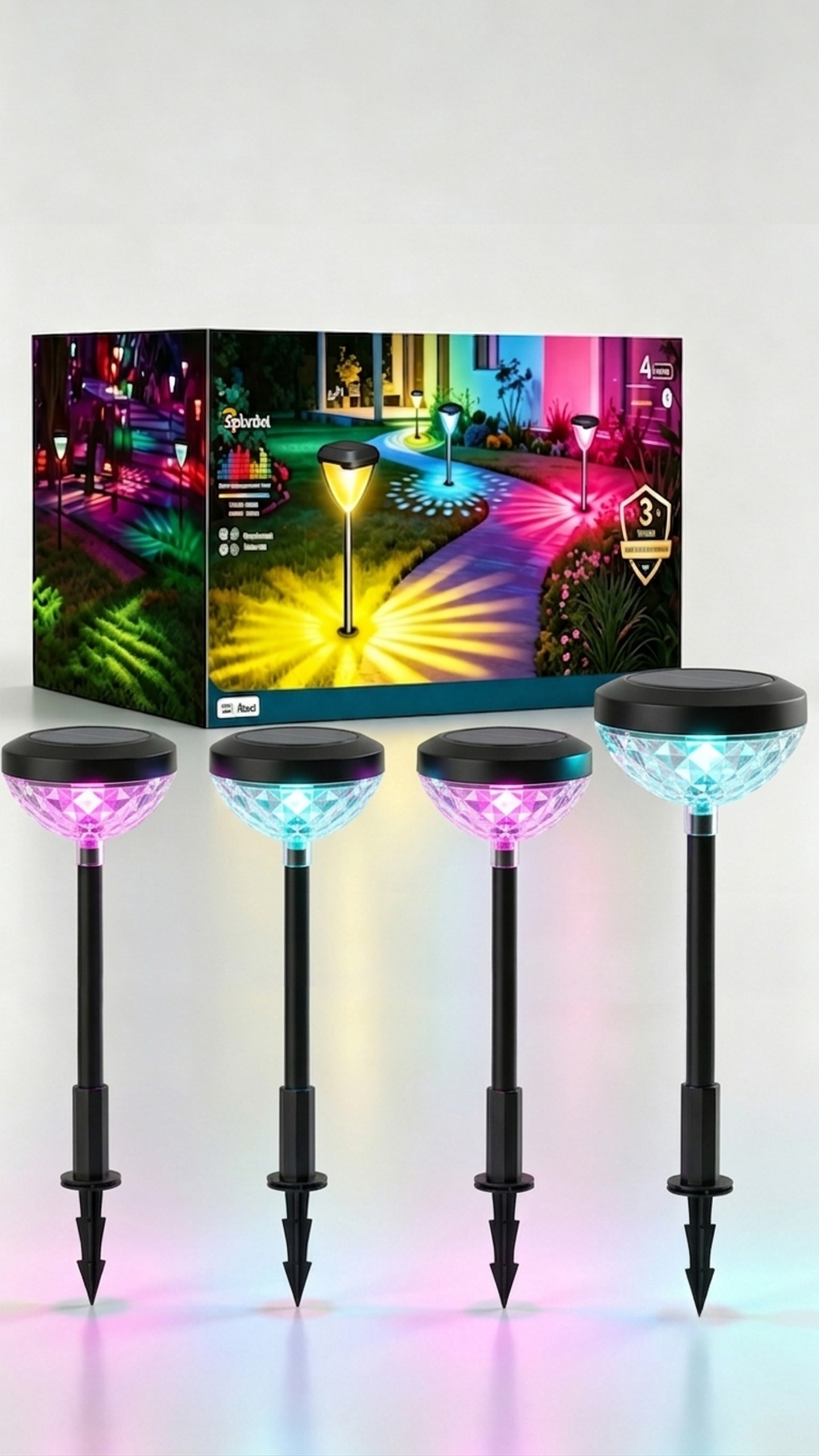 SP6 Smart Solar Pathway Lights – Color-Changing, Warm & Cool White Options, Auto Solar Charging – Perfect for Garden, Yard & Seasonal Decor