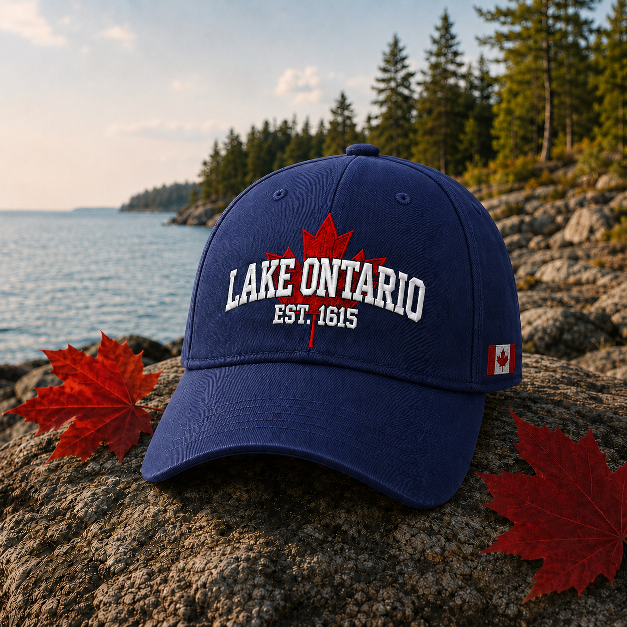 🍁 Lake Ontario Forever – Heritage Embroidered Cap(🧢100% Cotton)
