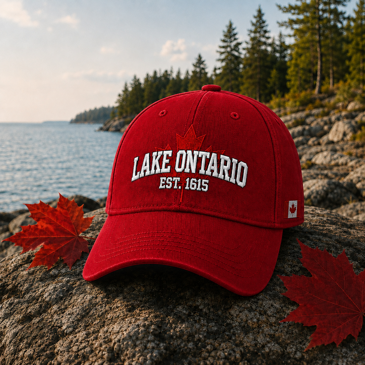 🍁 Lake Ontario Forever – Heritage Embroidered Cap(🧢100% Cotton)