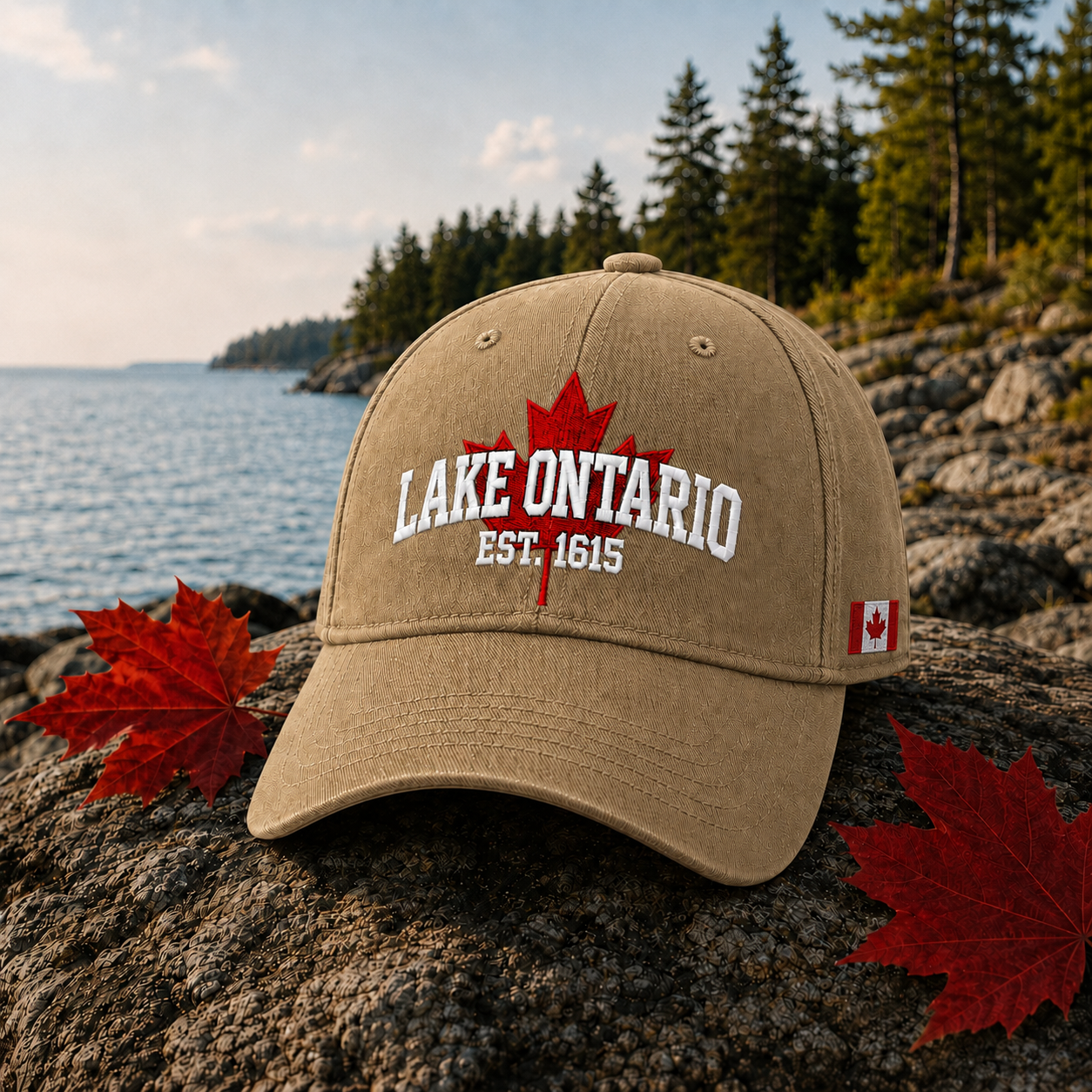 🍁 Lake Ontario Forever – Heritage Embroidered Cap(🧢100% Cotton)