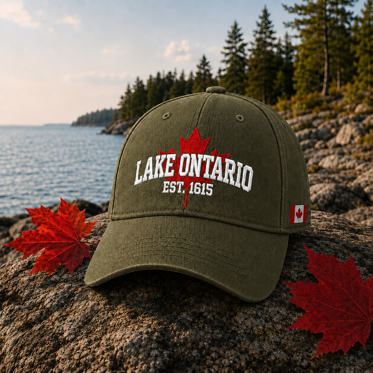 🍁 Lake Ontario Forever – Heritage Embroidered Cap(🧢100% Cotton)