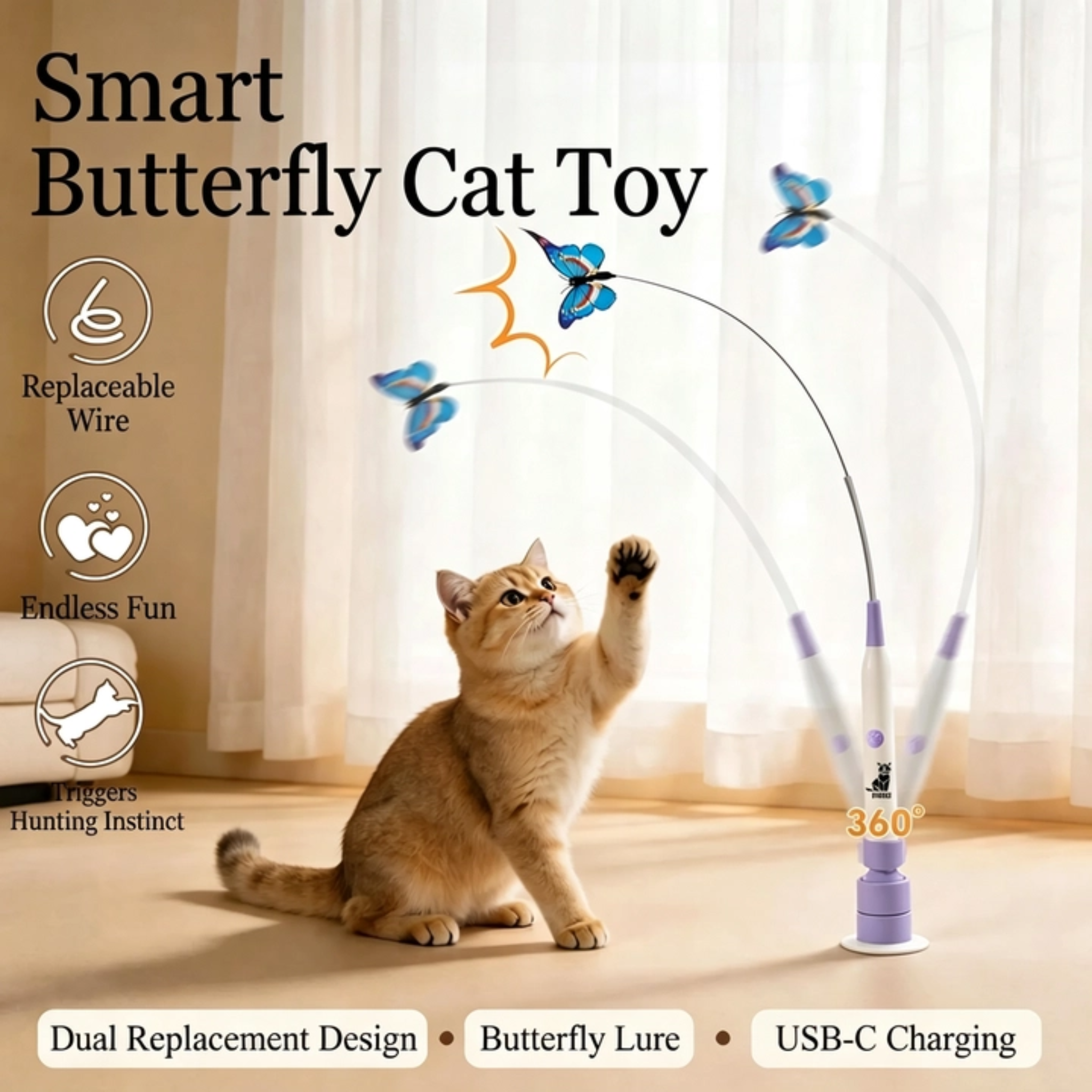 🏆Last Day 50% OFF 😻Smart Butterfly Cat Toy  🐾 —Keep Your Cat Active & Happy