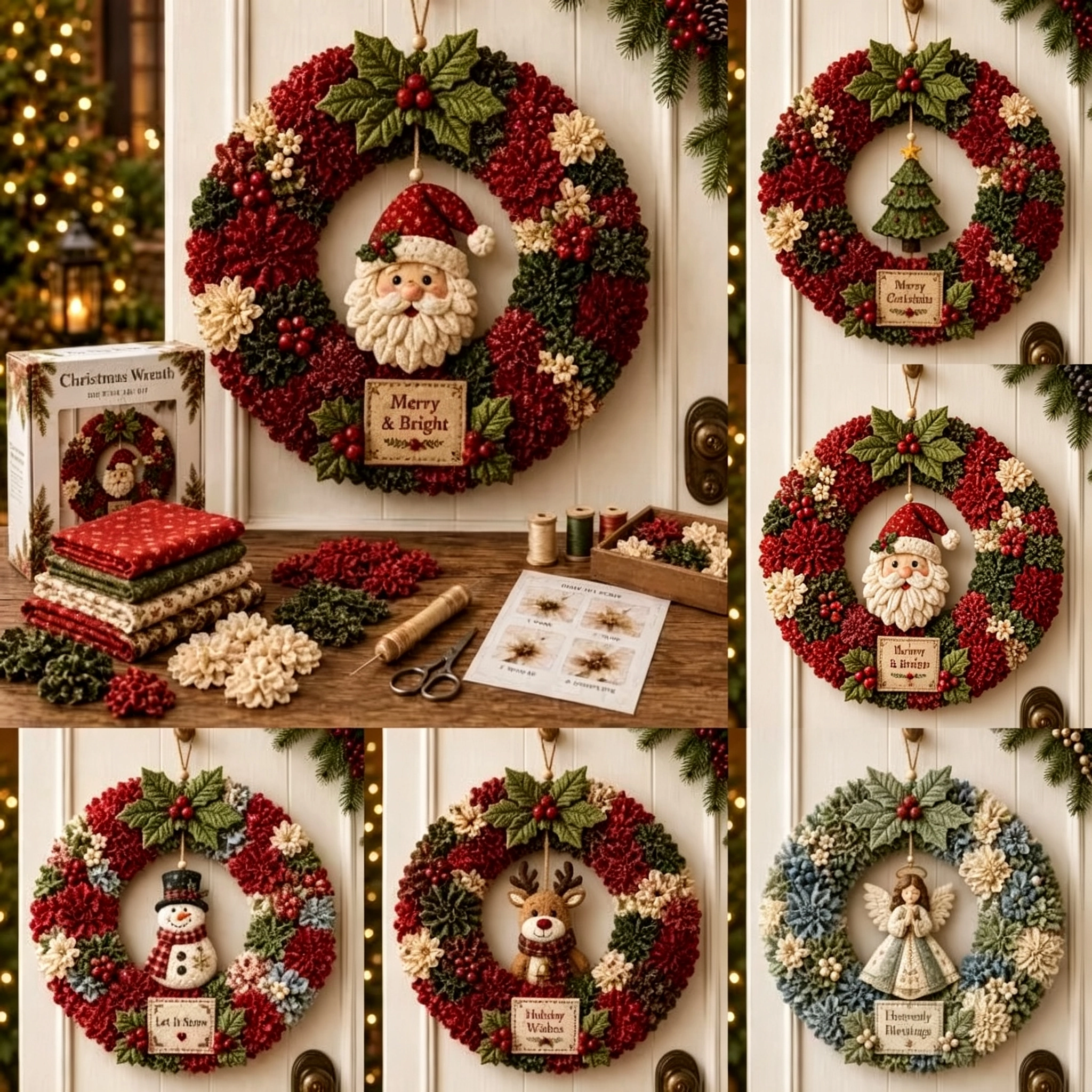 🎄Beginner-Friendly 3D Fabric Poke Wreath DIY Kit | Complete Kit with All Tools & Step-by-Step Guide Included 💕