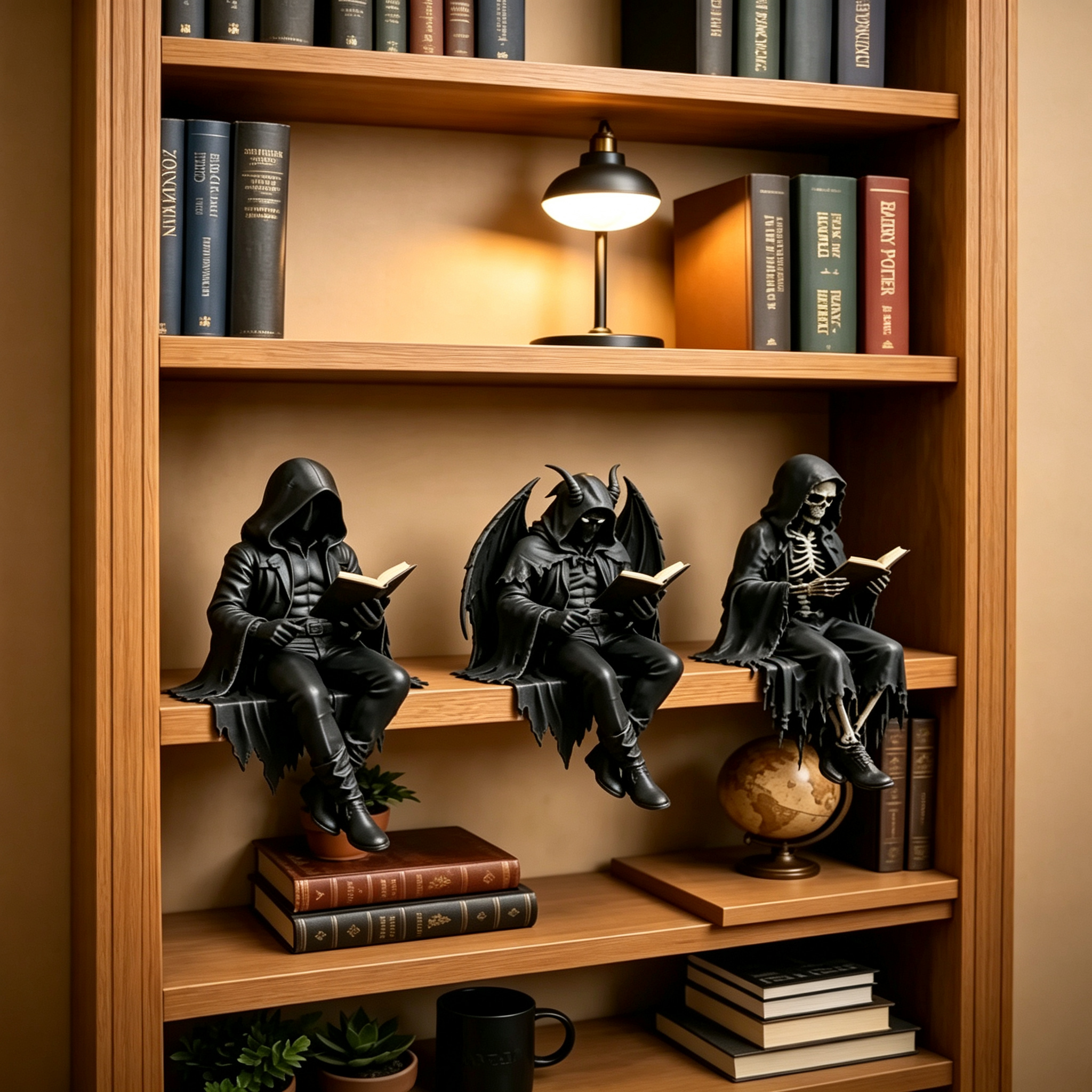 🎃Halloween Early Bird Special Sale 49% OFF-🔥 Gothic Dark Fantasy Reading Figurine – Mysterious Hooded Resin Sculpture 💀