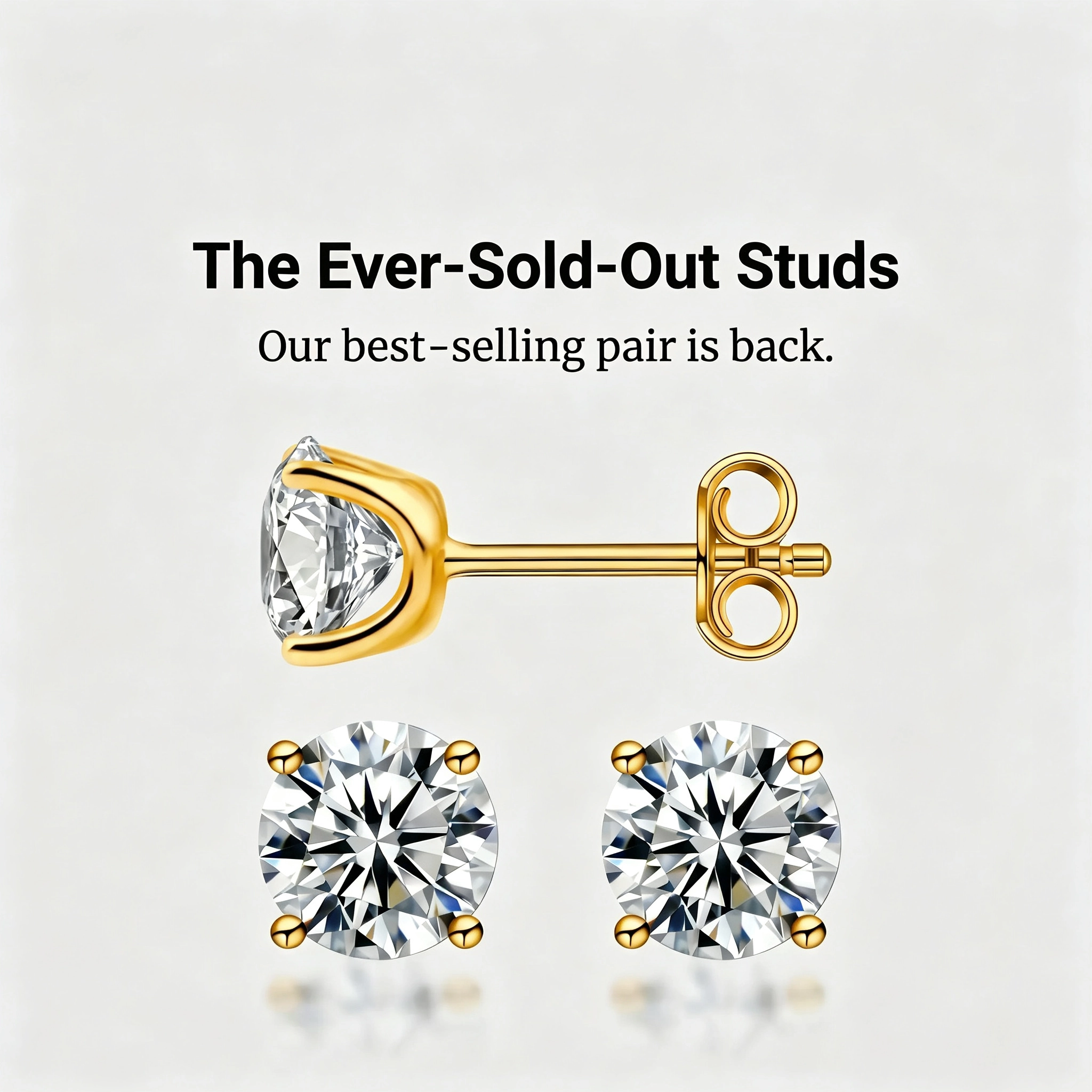 Moissanite Diamond Solataire Stud Earrings