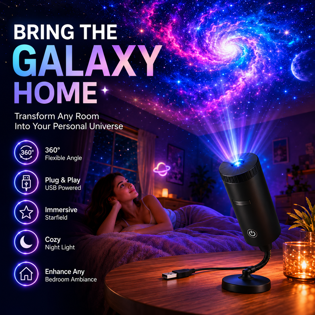 33🔥LAST DAY 49% OFF✨ Plug-and-Play HD Star Projecto 🌌Transform Any Room Into a Starry Universe or Spooky Halloween Scene👻