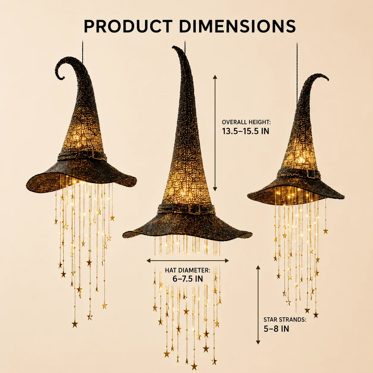 🎃Halloween Early Bird Special Sale 49% OFF-🧙‍♀️ Lighted Hanging Witch Hat Star Garland Halloween Decor