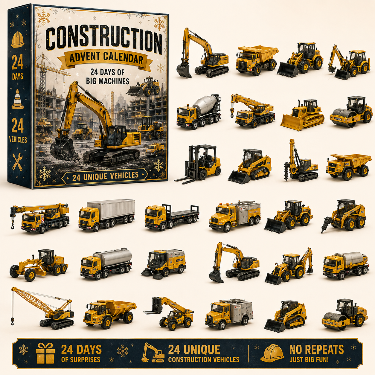 🌲Christmas Early Bird Special Sale 49% OFF ✨🚜 Build the Fleet Collection 24-Day Vehicle Advent Calendar Series | ✨ A New Adventure Every Morning