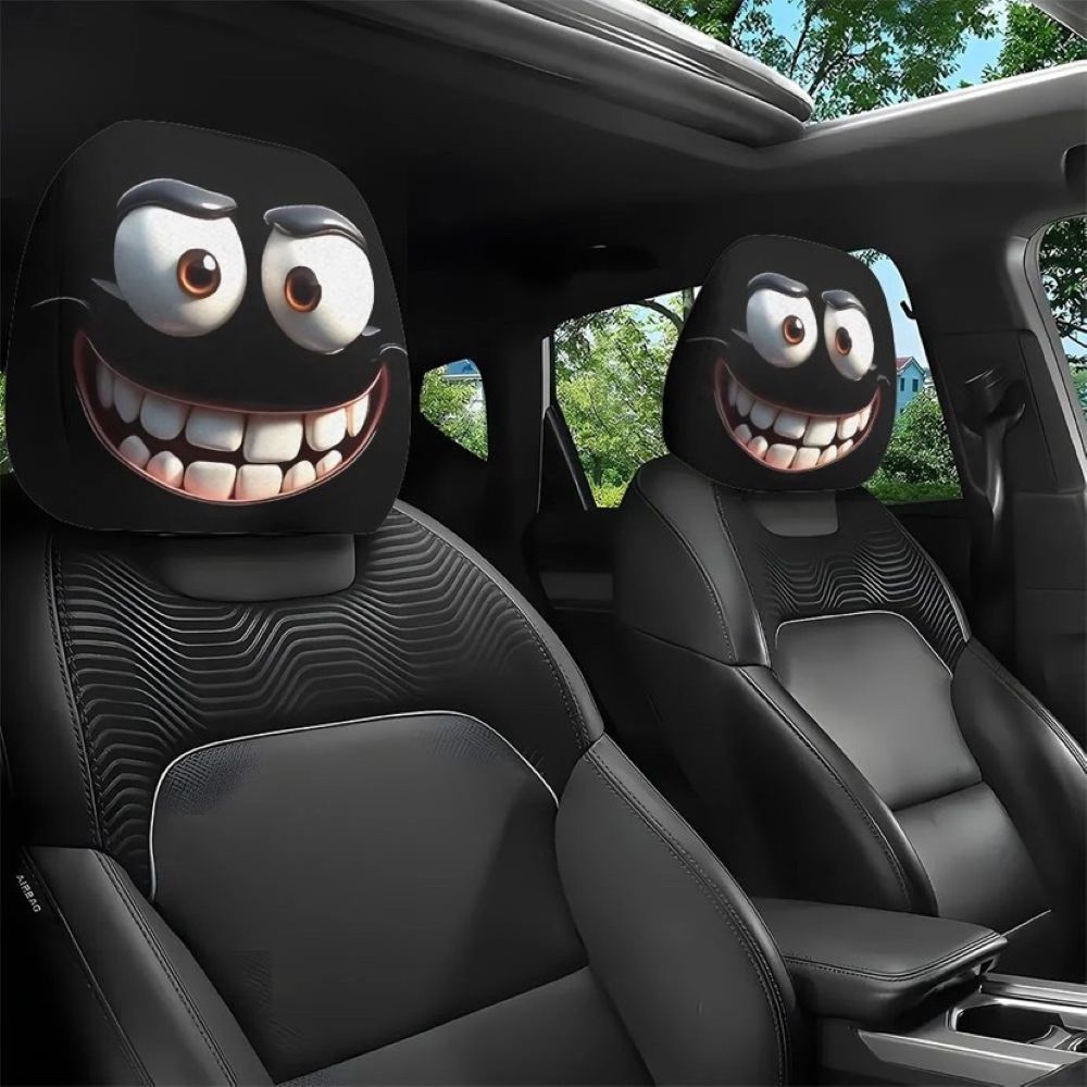 🚗LAST DAY 55% OFF🔥Funny Cartoon Car Headrest Covers – 2PCS Universal Fit