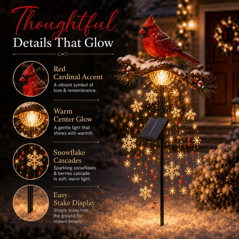 🎄Christmas Early Bird Special Sale 49% OFF🐦Solar Cardinal Memory Fountain – Remembrance Garden Stake Light⛄️