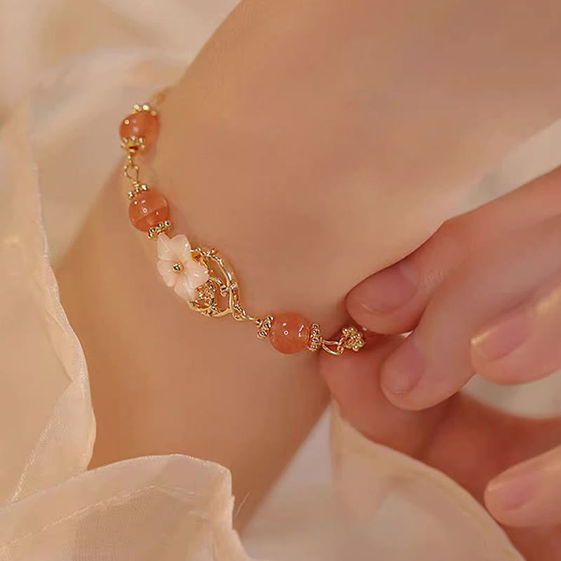 💕Buddha Stones Red Agate Tridacna Stone Flower Confidence Bracelet