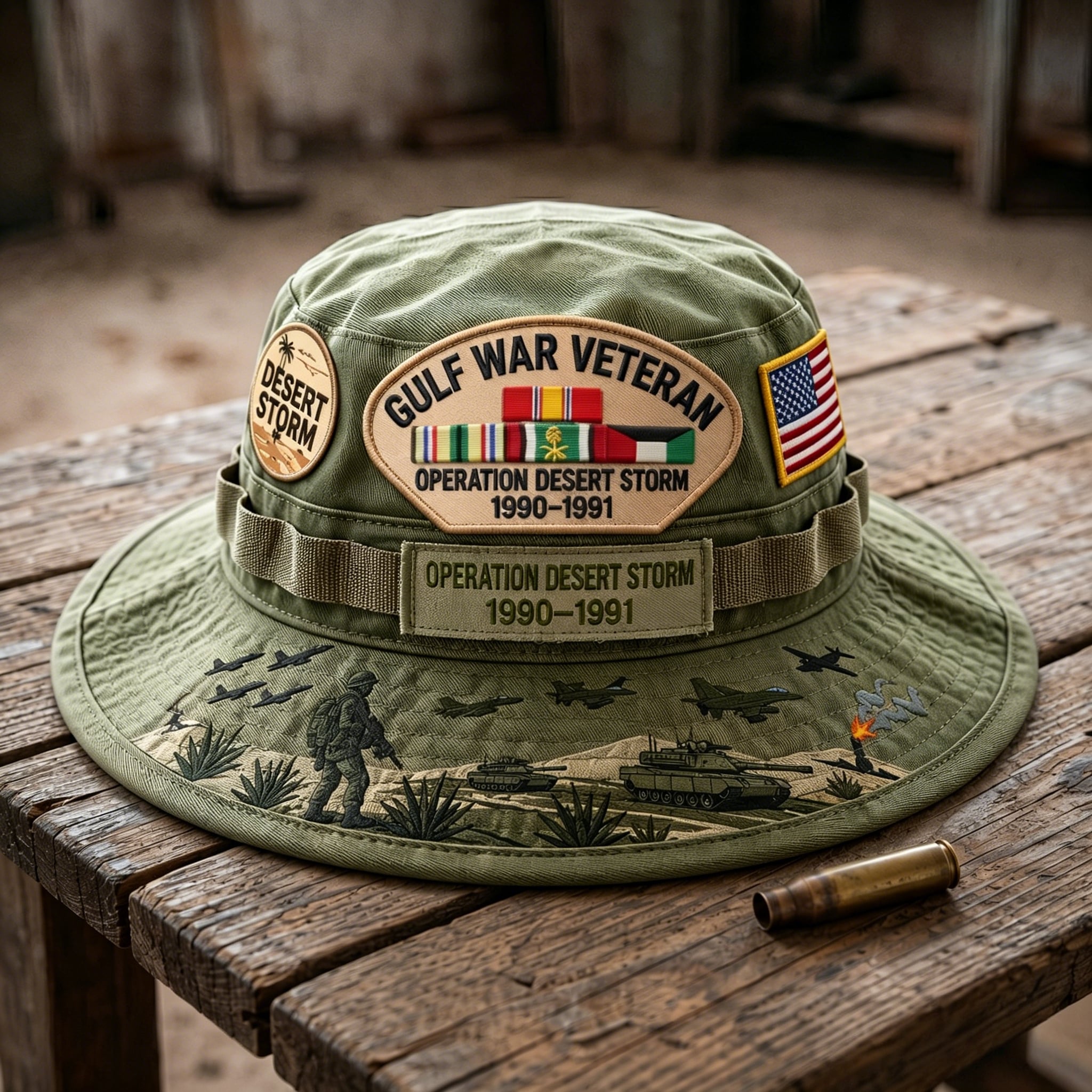 🏆Last Day Promo: 49% OFF! 🏜️ Desert Storm Veteran Commemorative Cap – Gulf War Desert Shield Boonie Hat