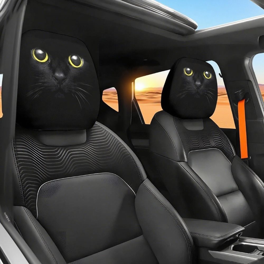 🚗LAST DAY 55% OFF🔥Funny Cartoon Car Headrest Covers – 2PCS Universal Fit