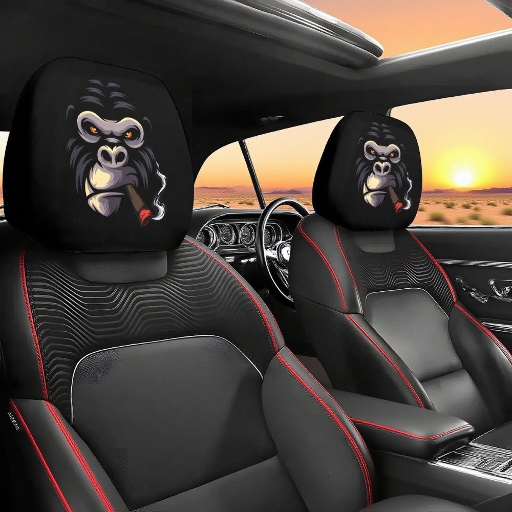 🚗LAST DAY 55% OFF🔥Funny Cartoon Car Headrest Covers – 2PCS Universal Fit