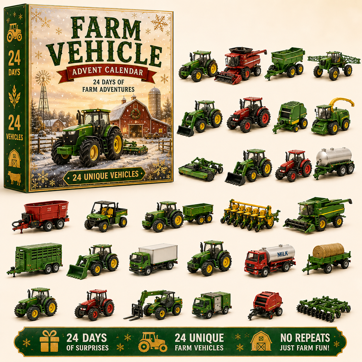 🌲Christmas Early Bird Special Sale 49% OFF ✨🚜 Build the Fleet Collection 24-Day Vehicle Advent Calendar Series | ✨ A New Adventure Every Morning