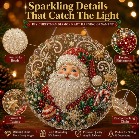 🎄Christmas Early Bird Special Sale 49% OFF✨ Christmas Pearl Diamond Art Hanging Ornament Kit