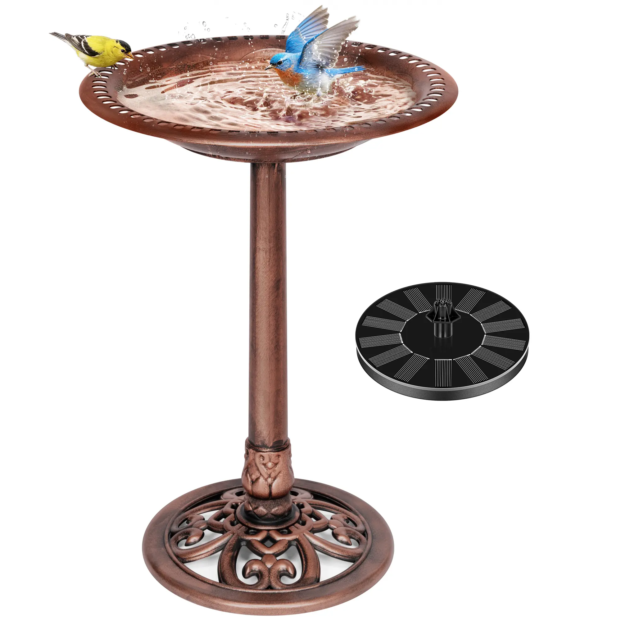 VIVOHOME Solar Powered Garden Bird Bath & Fountain Combo