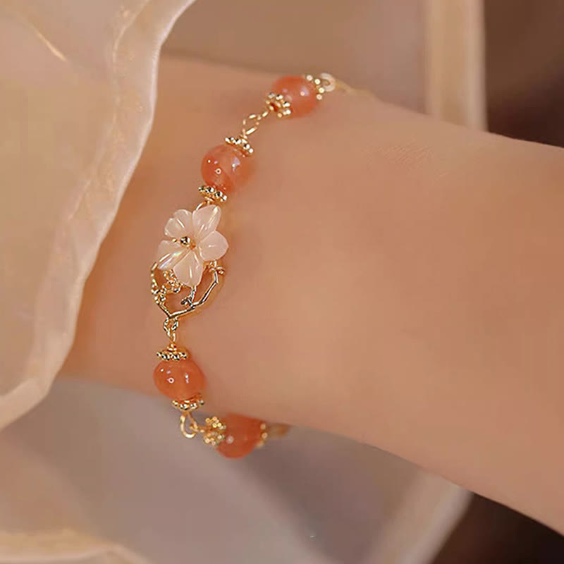 💕Buddha Stones Red Agate Tridacna Stone Flower Confidence Bracelet