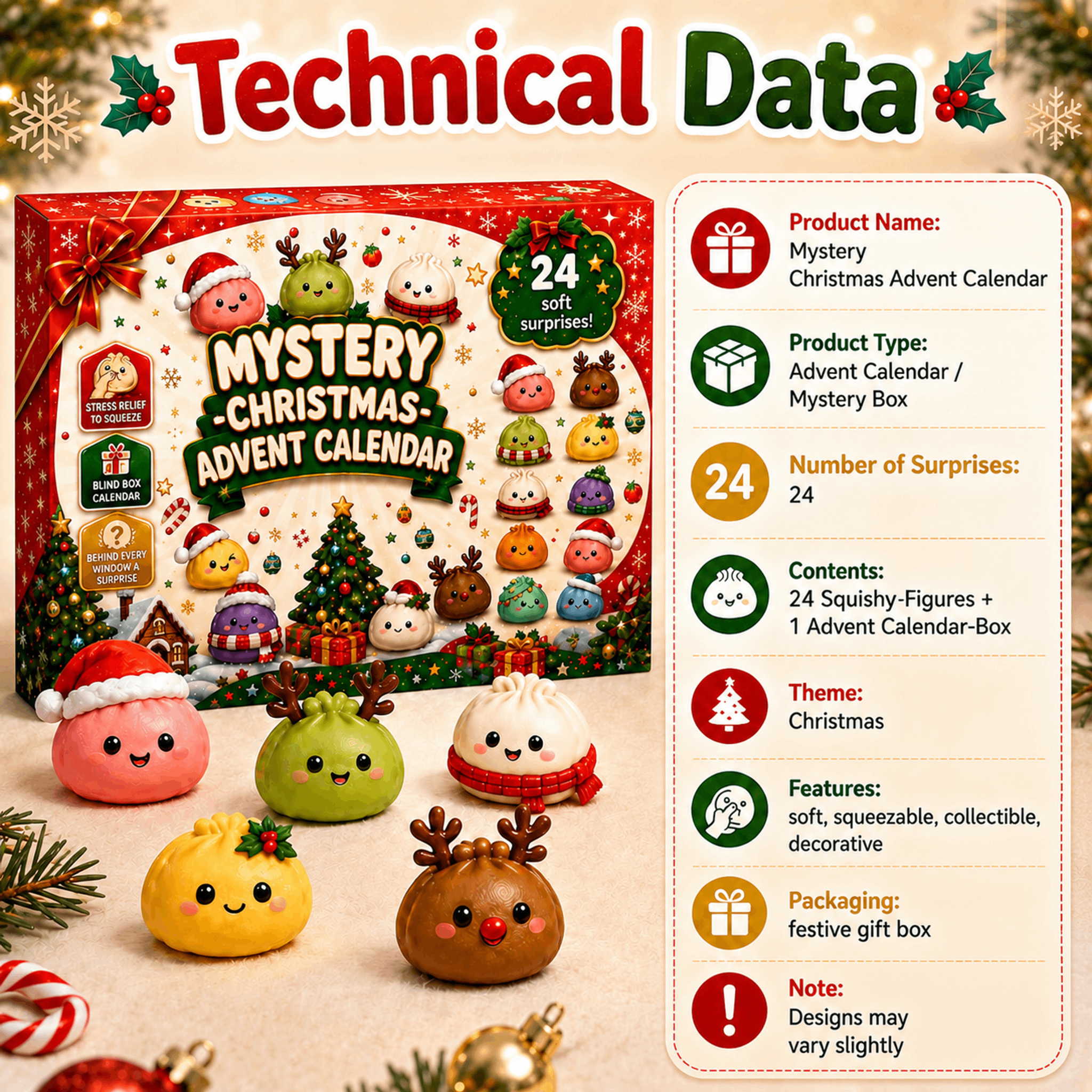 🎄Christmas Early Bird Special Sale 49% OFF🎅- Christmas Advent Calendar – 24 Squishy Surprises⛄️