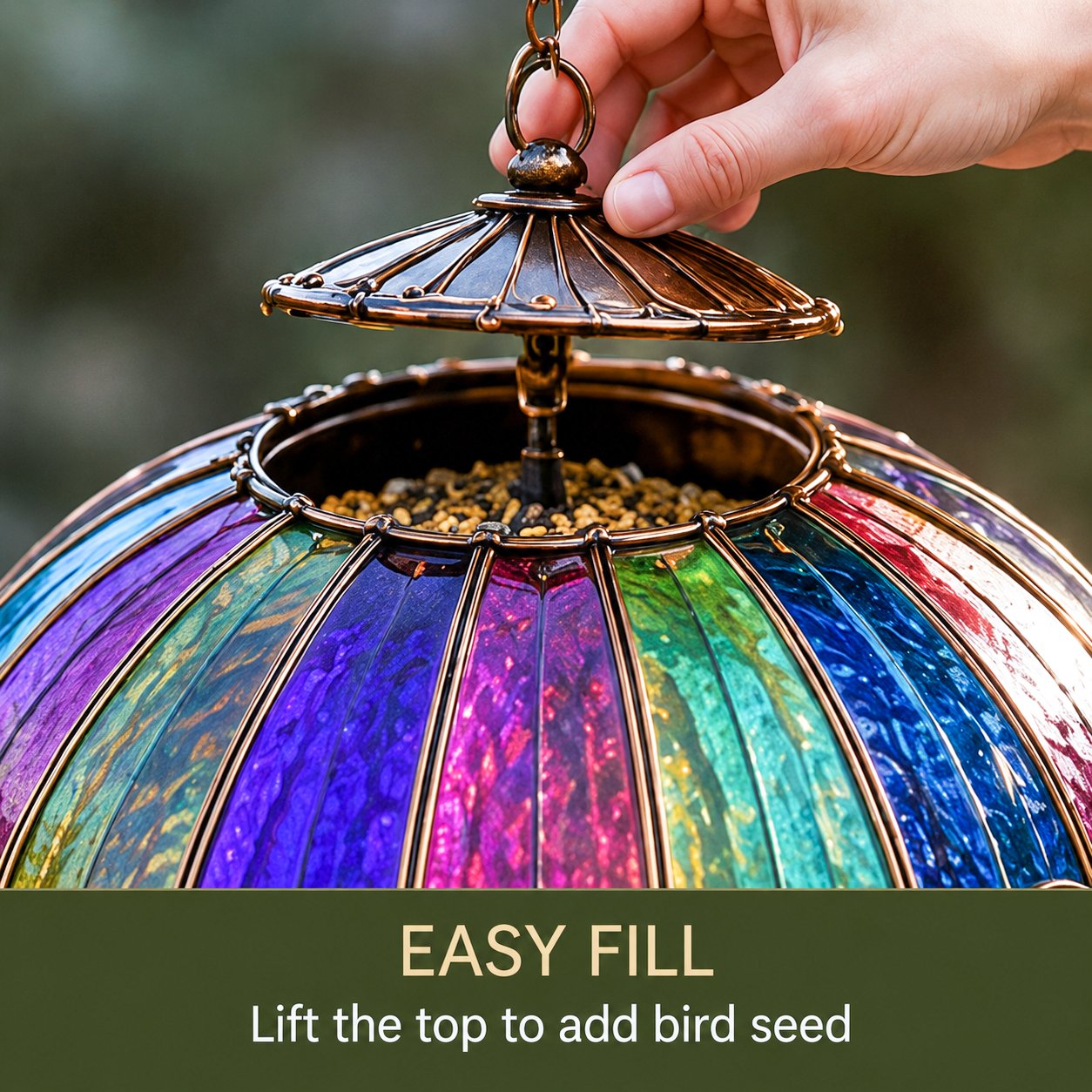 💥Last Day 50% OFF🐦Stained Glass Hot Air Balloon Bird Feeder Fountain—Turn Your Garden Into the Place Birds Choose First!🌈