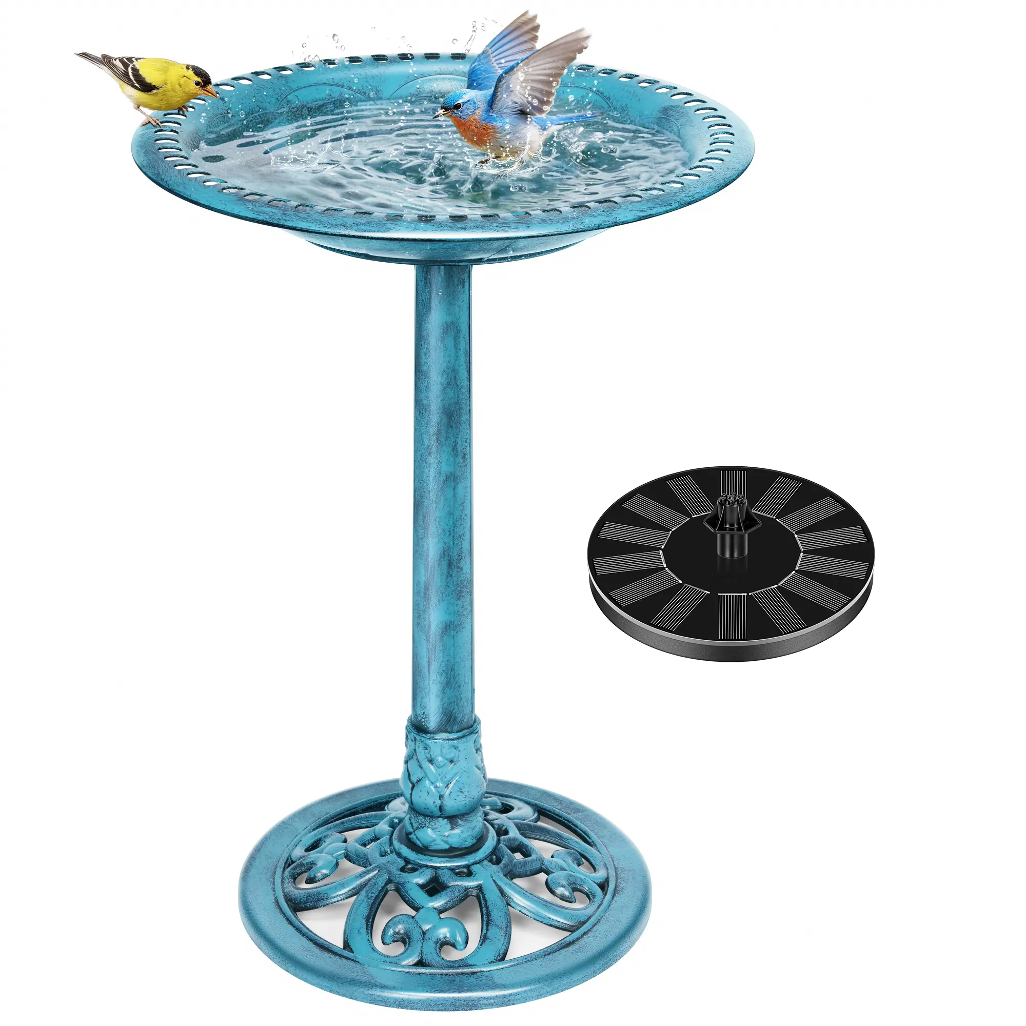 VIVOHOME Solar Powered Garden Bird Bath & Fountain Combo