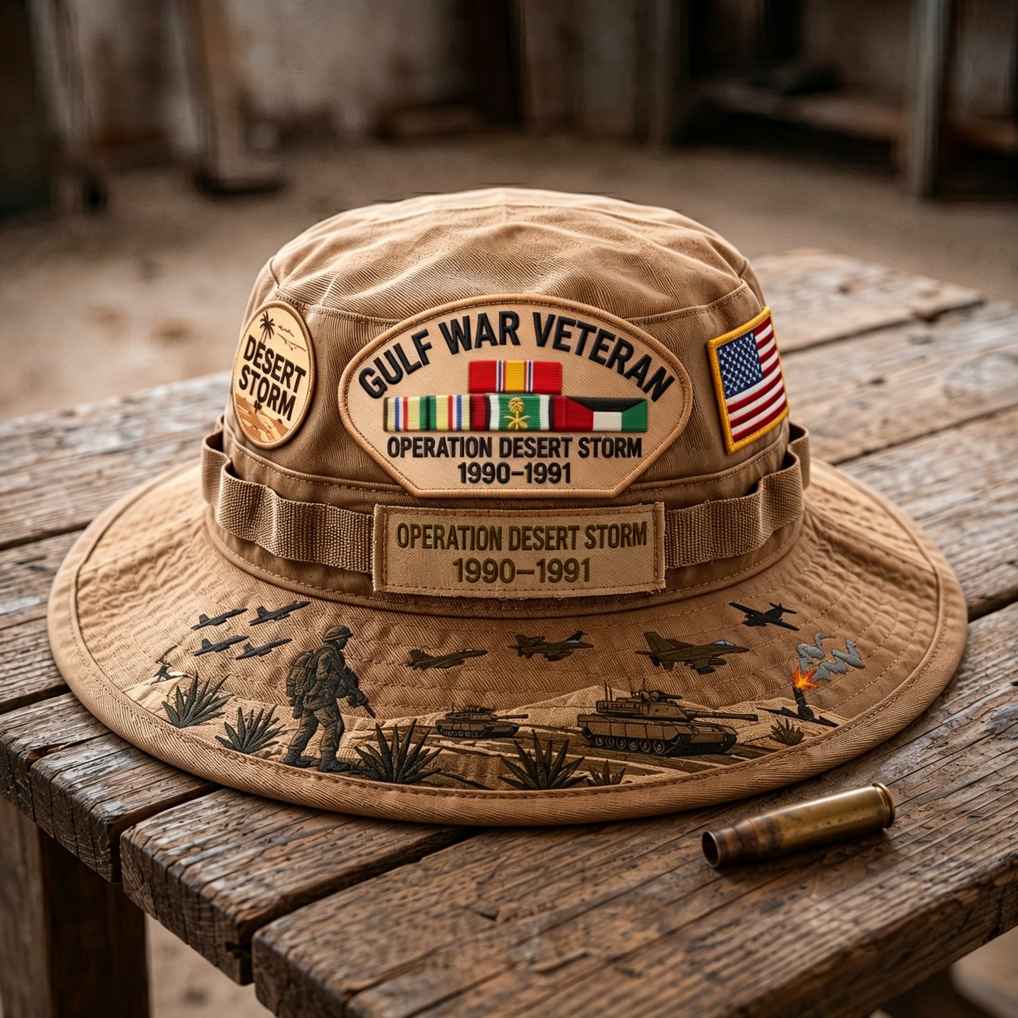 🏆Last Day Promo: 49% OFF! 🏜️ Desert Storm Veteran Commemorative Cap – Gulf War Desert Shield Boonie Hat