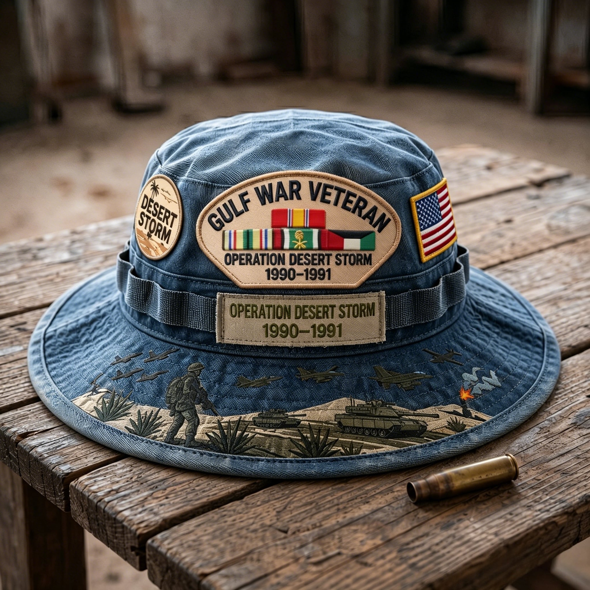 🏆Last Day Promo: 49% OFF! 🏜️ Desert Storm Veteran Commemorative Cap – Gulf War Desert Shield Boonie Hat