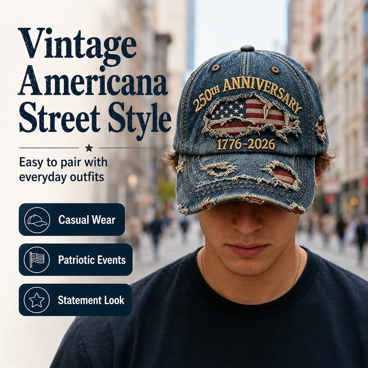 🏆Last Day Promo: 49% OFF🔥 -🇺🇸 250th Anniversary Vintage Denim Patriotic Cap