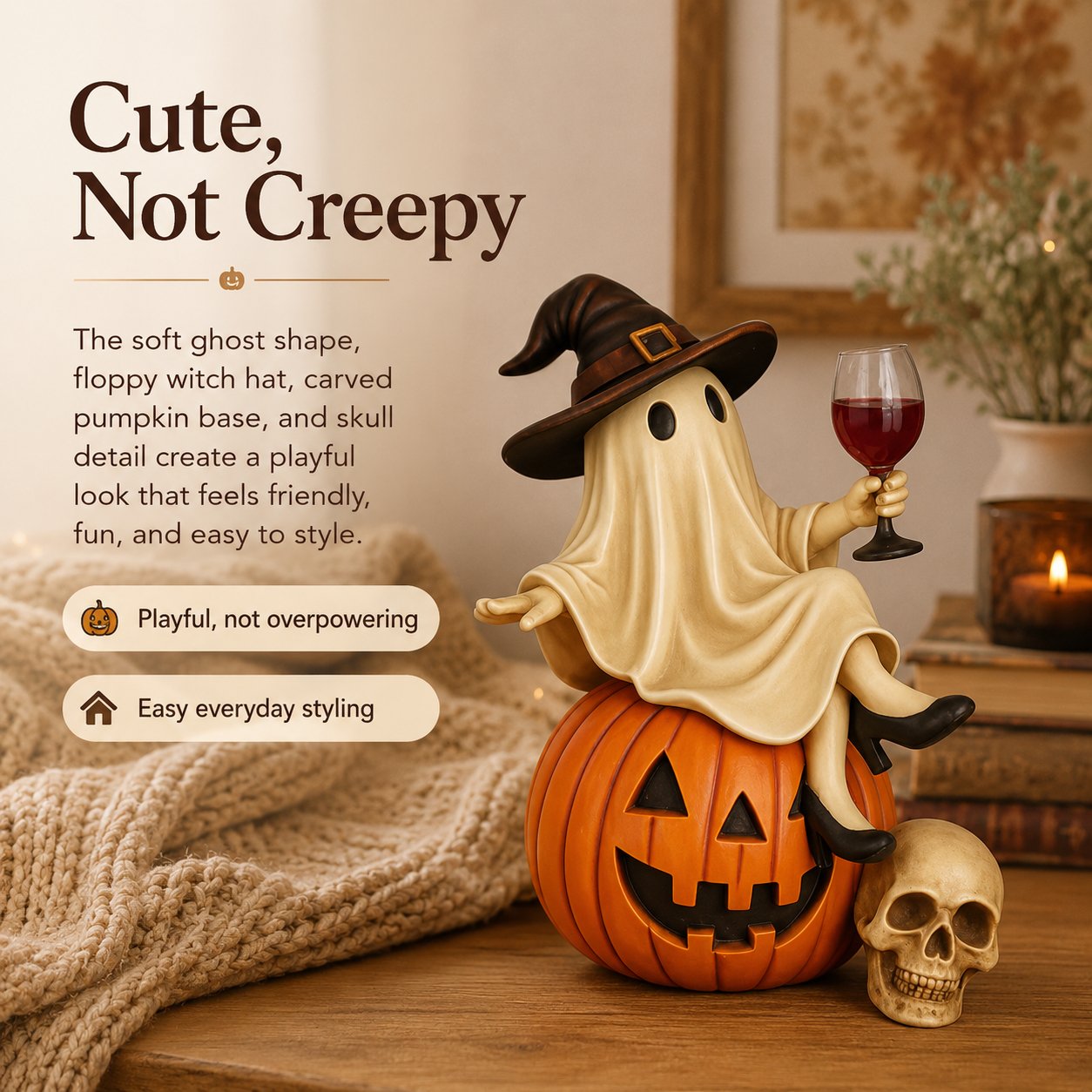 🔥Last Day Sale 49% 👻🍷Ghost Wine Night Halloween Decor