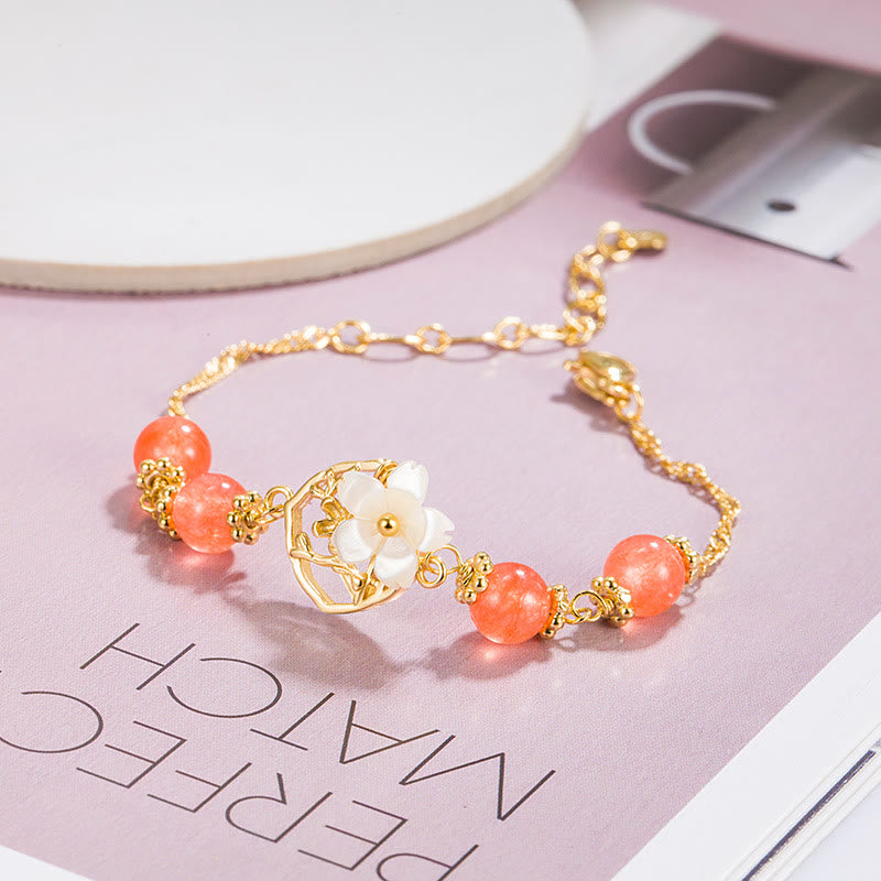 💕Buddha Stones Red Agate Tridacna Stone Flower Confidence Bracelet