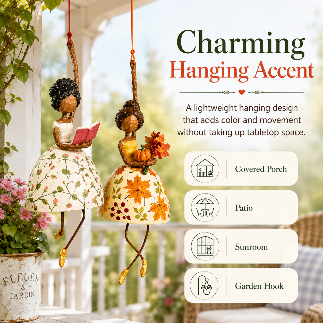 🌸 Last Day 50% OFF🌈Charming Dancing Lady Hanging Figurine –Cute Gift for Women, Mom, and Garden Lovers 👧