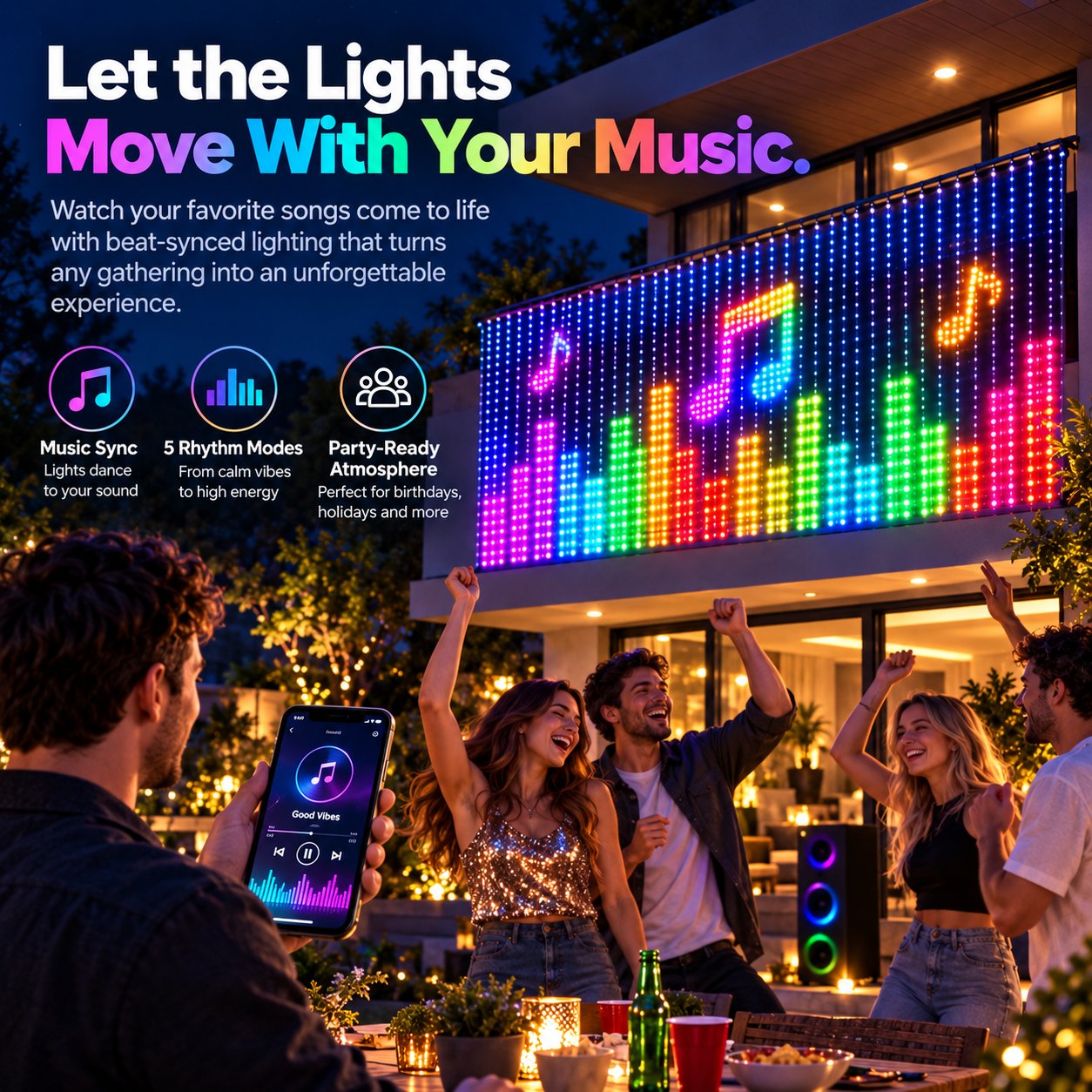 🎅Christmas Early Bird Special Sale 49% OFF -🎄 Smart Animated Mesh Screen 🎆📱✨ Turn Your Balcony Into A Giant LED Light Show! 