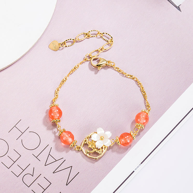 💕Buddha Stones Red Agate Tridacna Stone Flower Confidence Bracelet