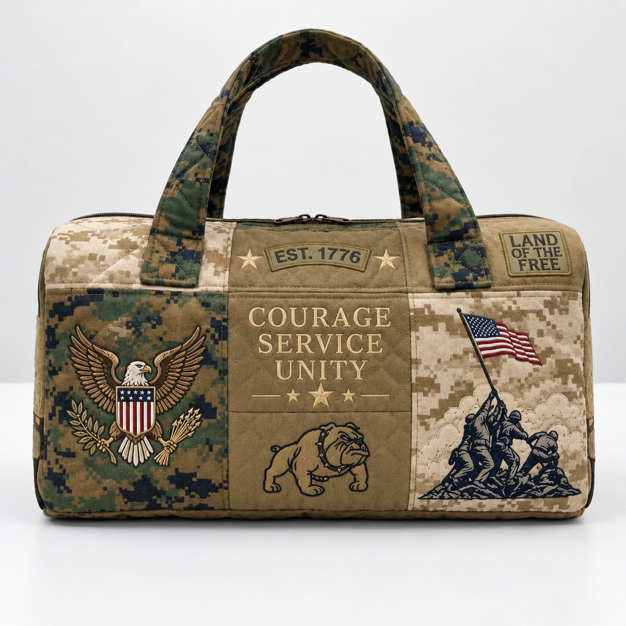 🏆Last Day Promo: 49% OFF🔥-100% Handmade US Military Heritage Quilted Duffel Bag-A Meaningful Gift of Marine Pride🎁